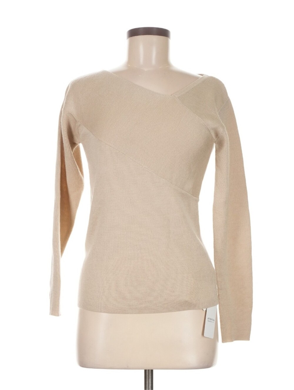 TIENS écoûte Tan Asymmetrical Wrap Sweater Size M